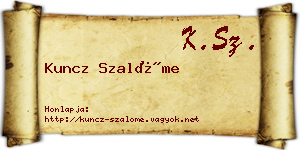Kuncz Szalóme névjegykártya